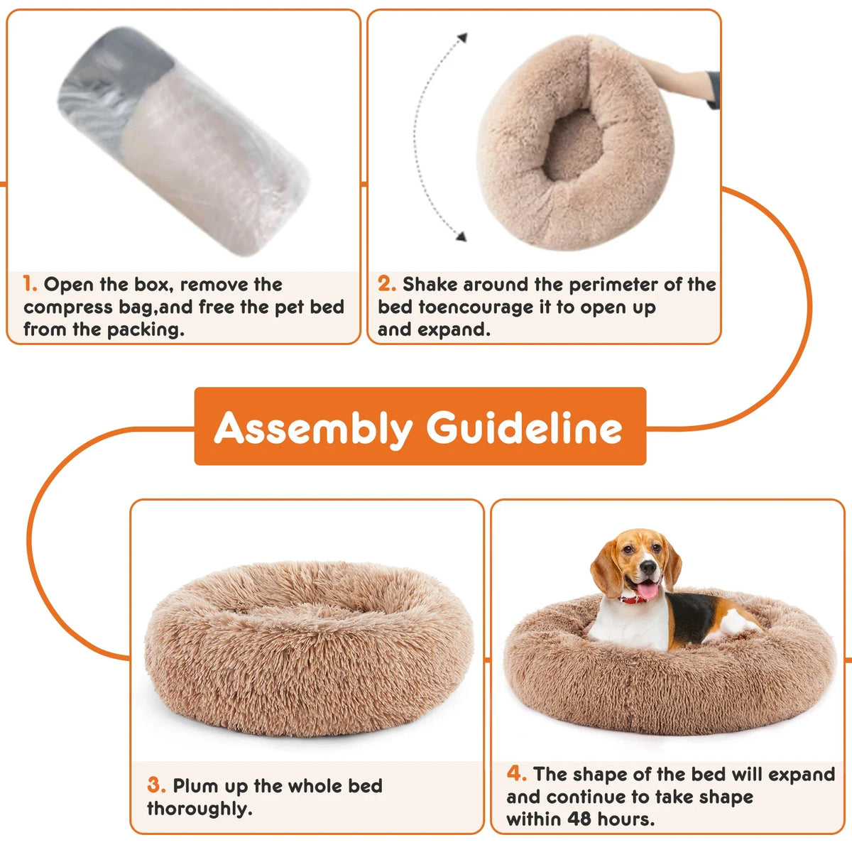 CuddleCove Plush Calming Donut Dog Bed