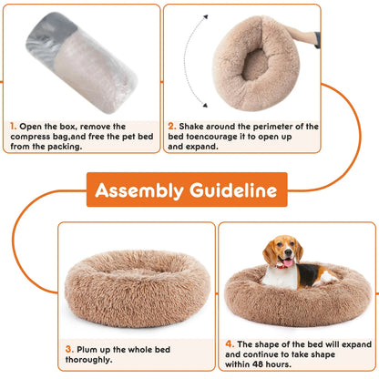 CuddleCove Plush Calming Donut Dog Bed