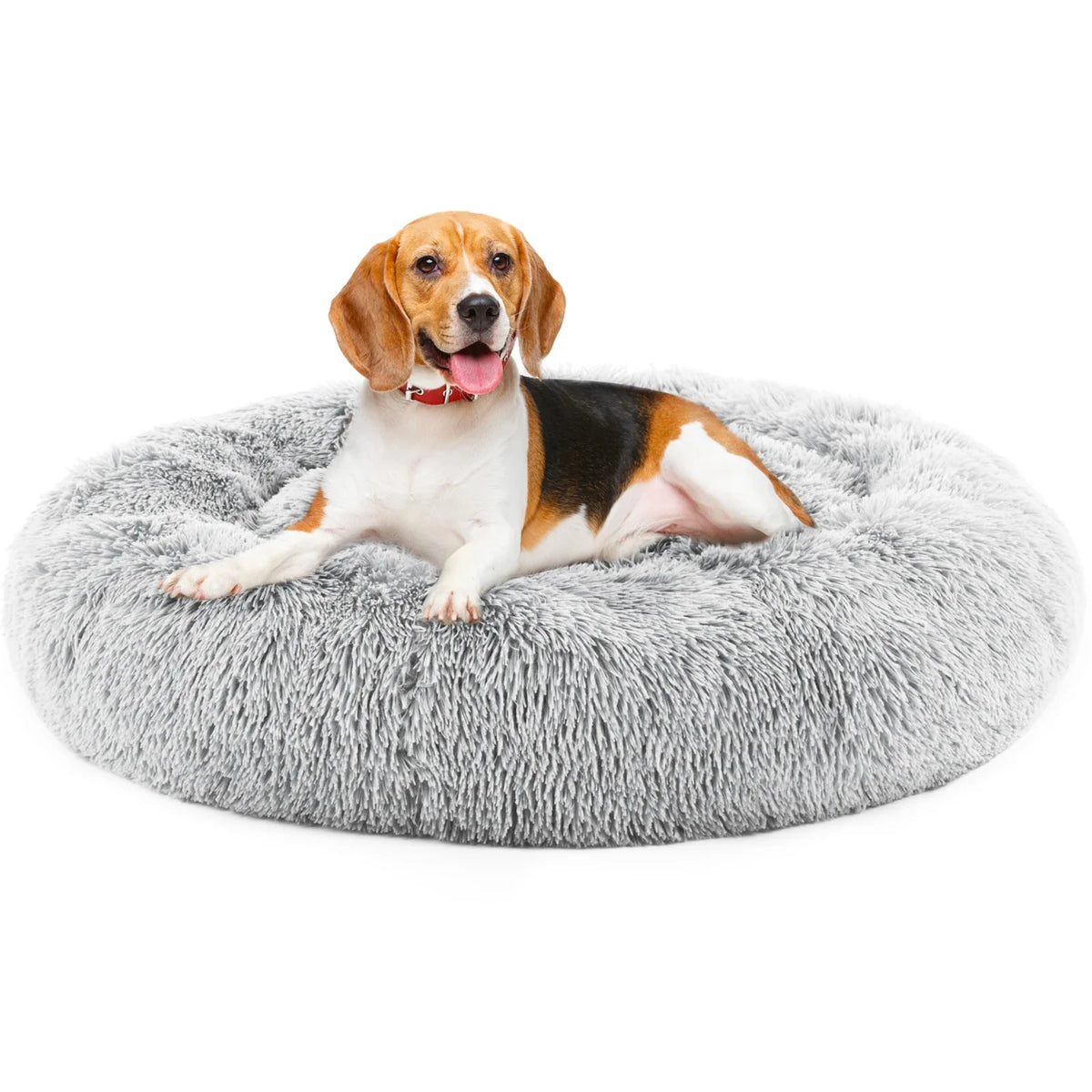 CuddleCove Plush Calming Donut Dog Bed