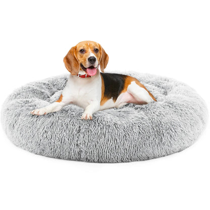 CuddleCove Plush Calming Donut Dog Bed