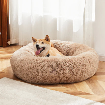 CuddleCove Plush Calming Donut Dog Bed