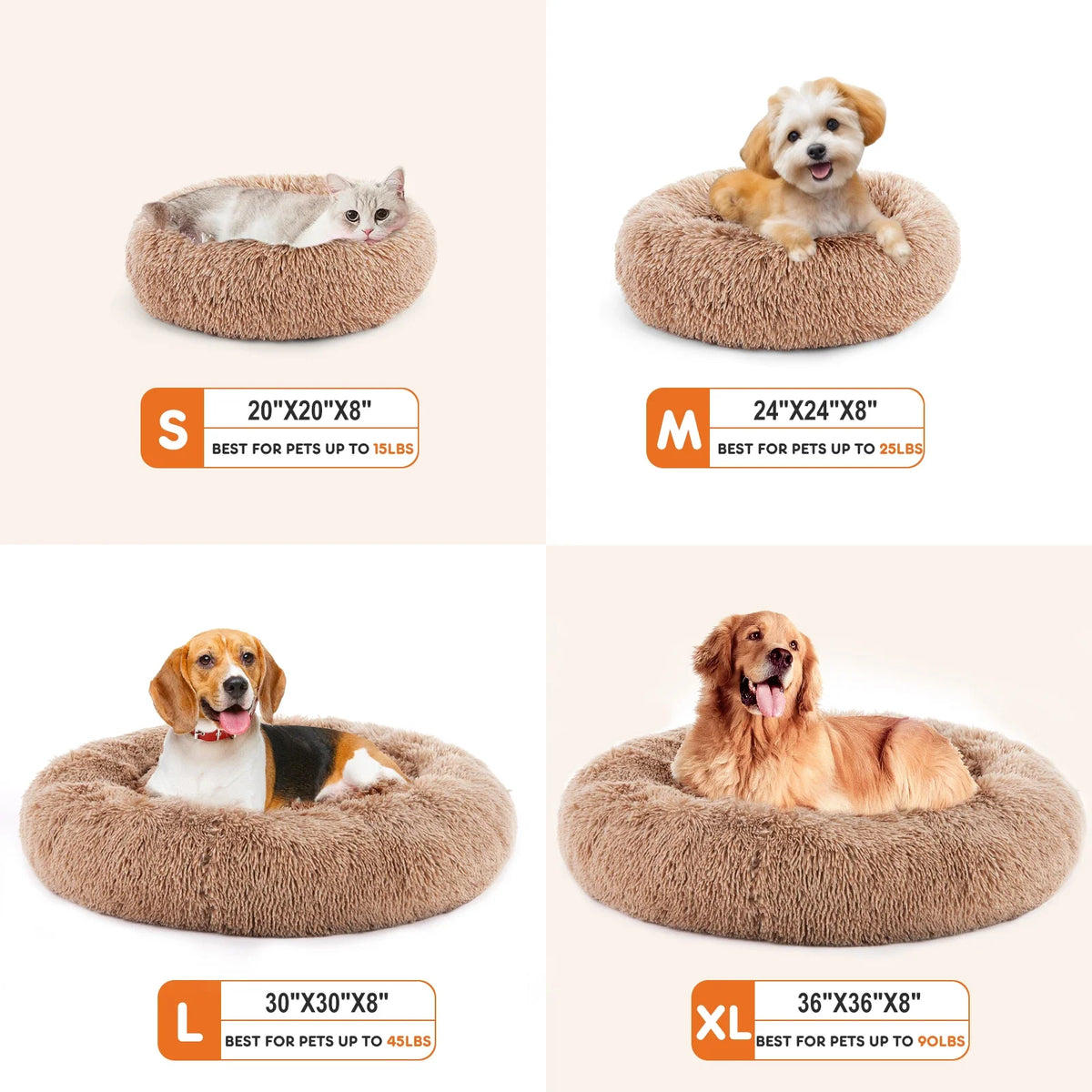 CuddleCove Plush Calming Donut Dog Bed