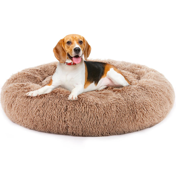 CuddleCove Plush Calming Donut Dog Bed