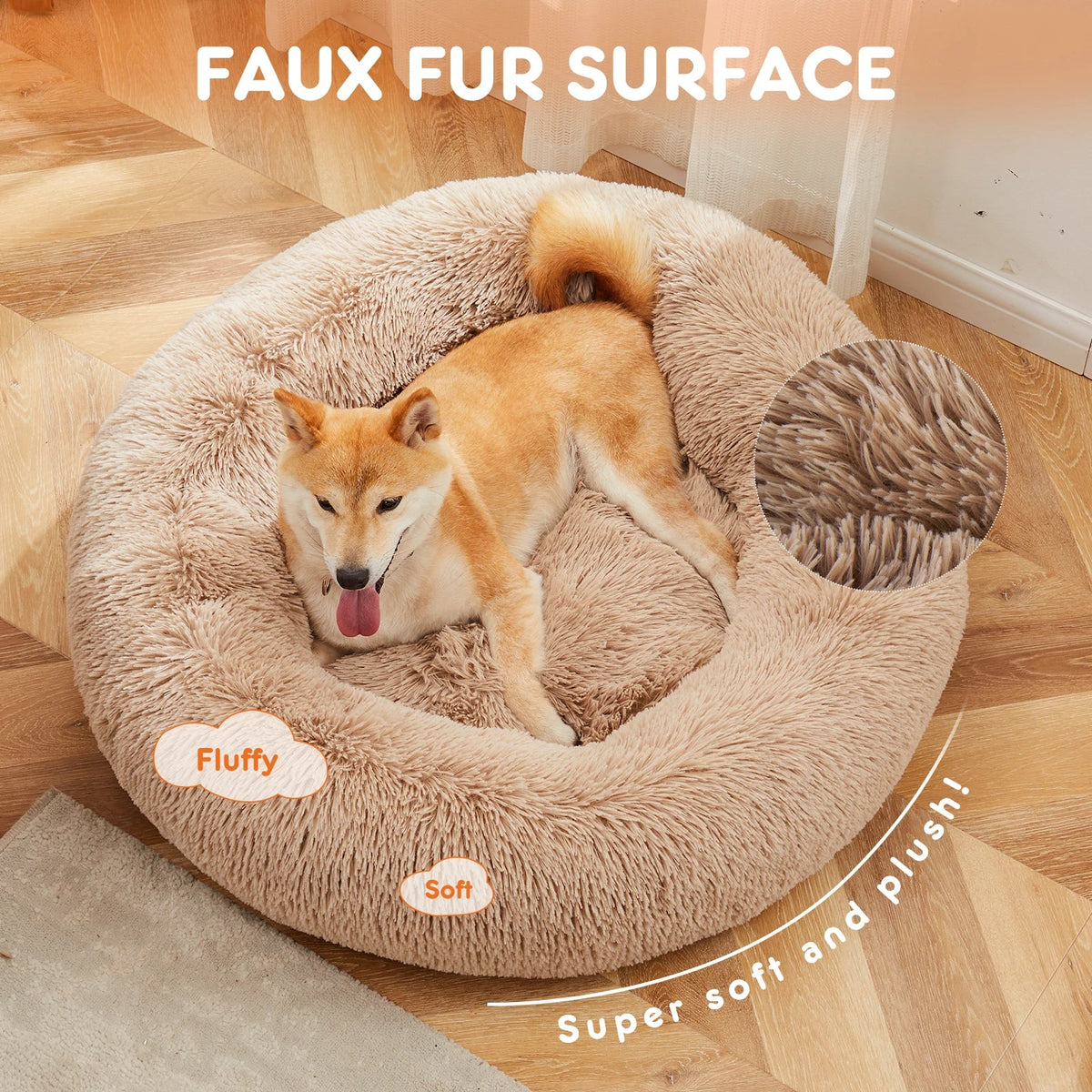 CuddleCove Plush Calming Donut Dog Bed