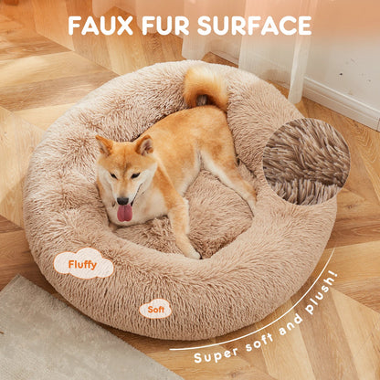 CuddleCove Plush Calming Donut Dog Bed